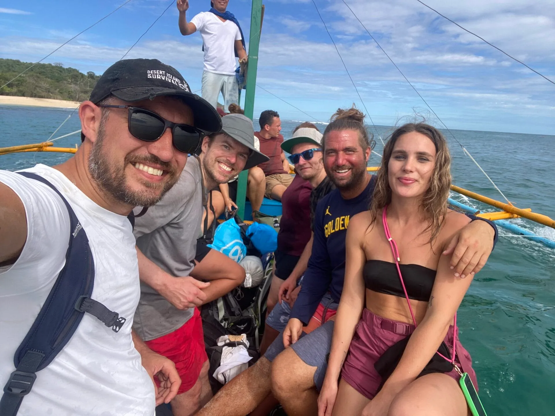 Group of friends on a boat in the Philippines