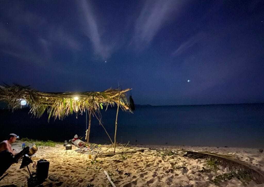 How to build a Shelter: Your Home Away From Home 6 Beach shelter at night