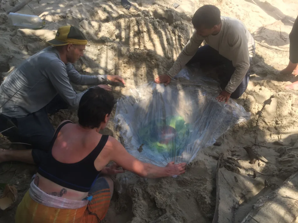water collection on a beach