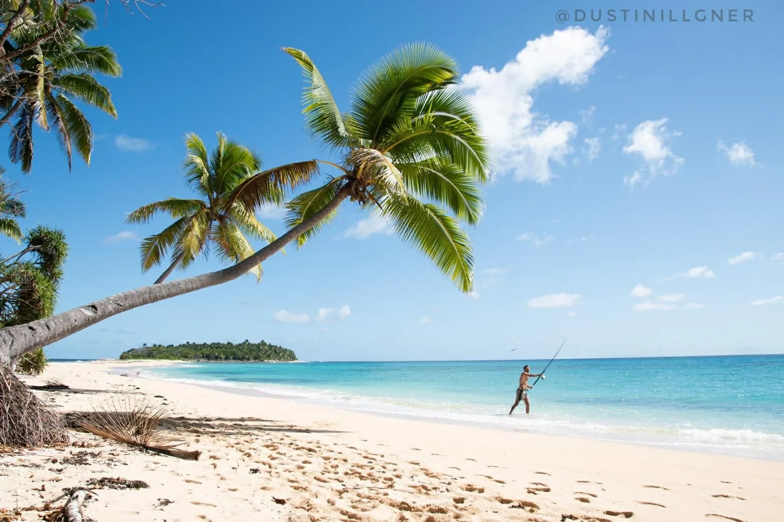 Man fishing from the beach in Tonga