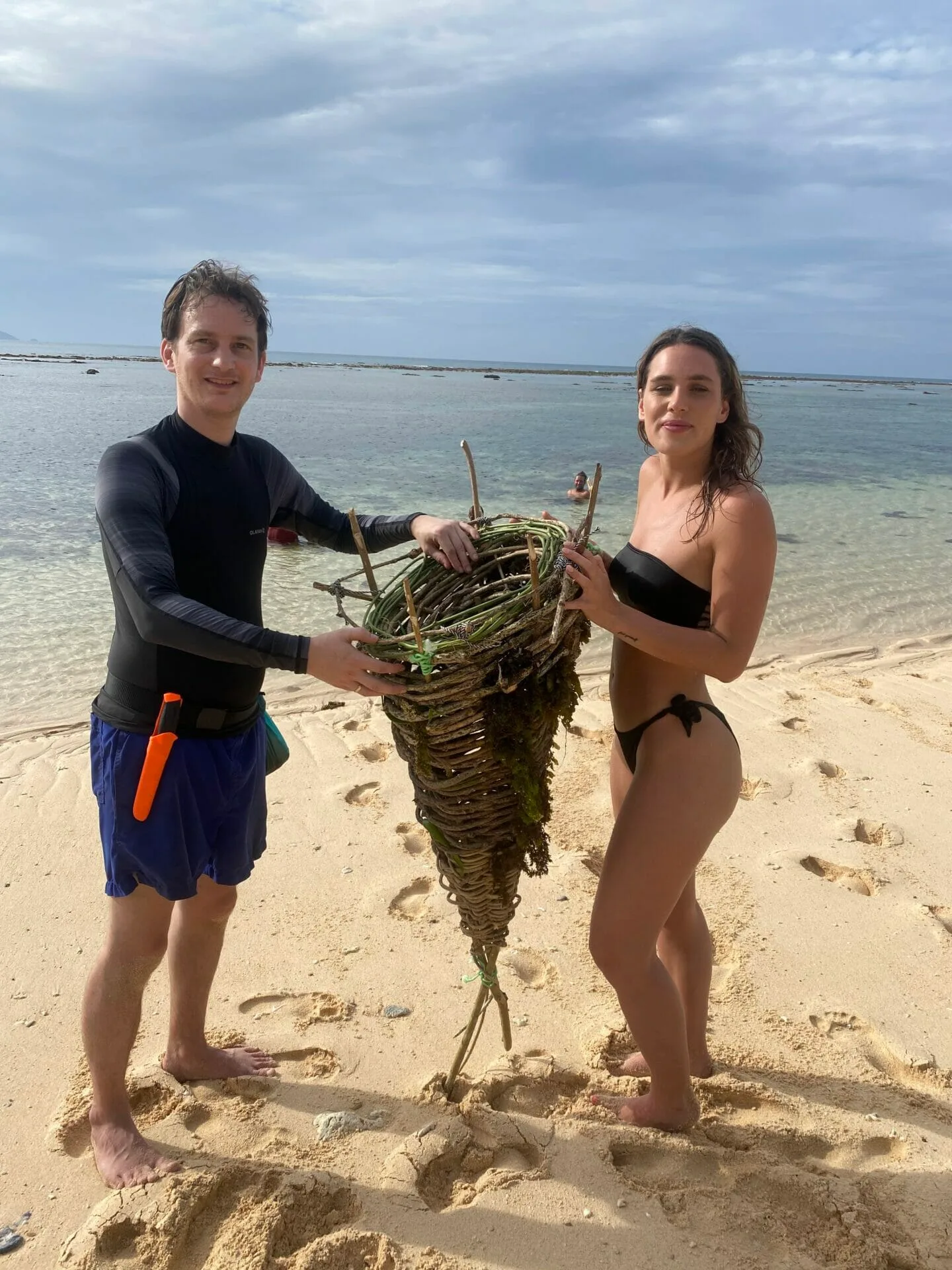 Basket fish trap with Naomi Allsworth