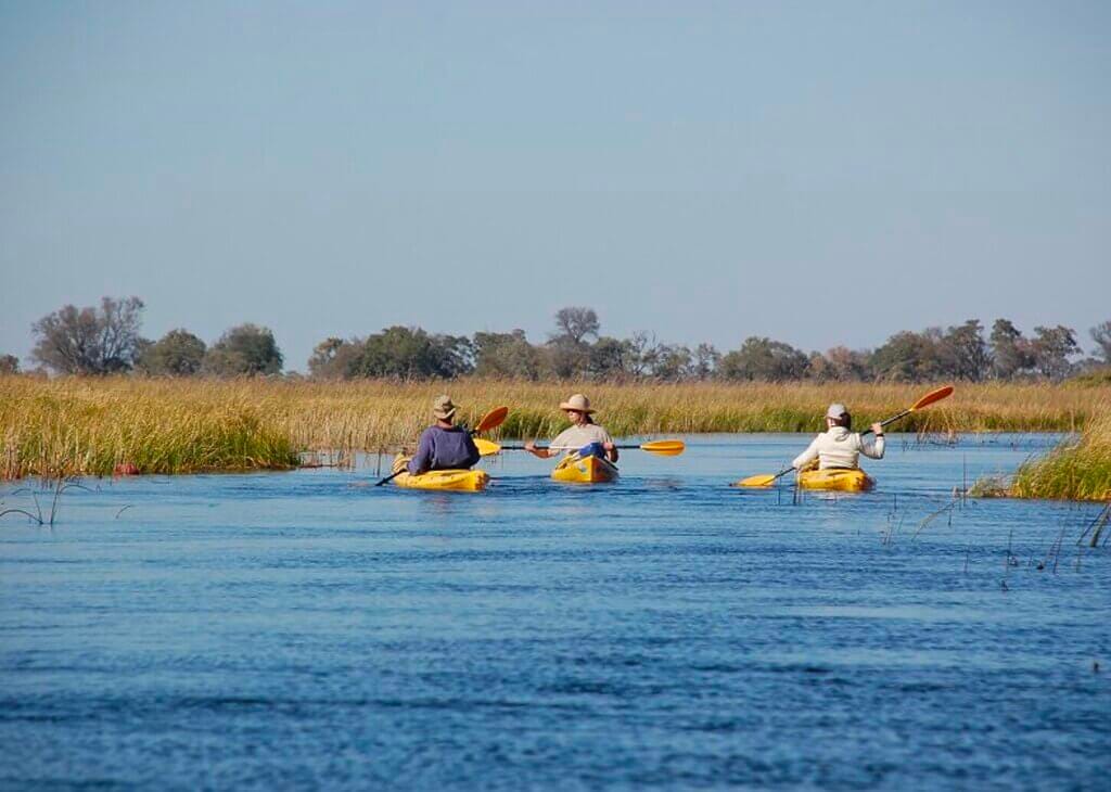 people in kayaks in Botswana