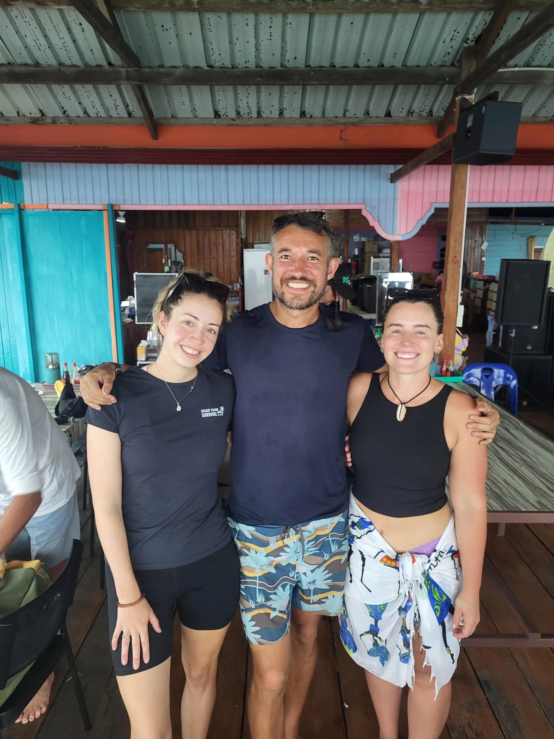 Tom Williams with clients after being rescued Indonesia