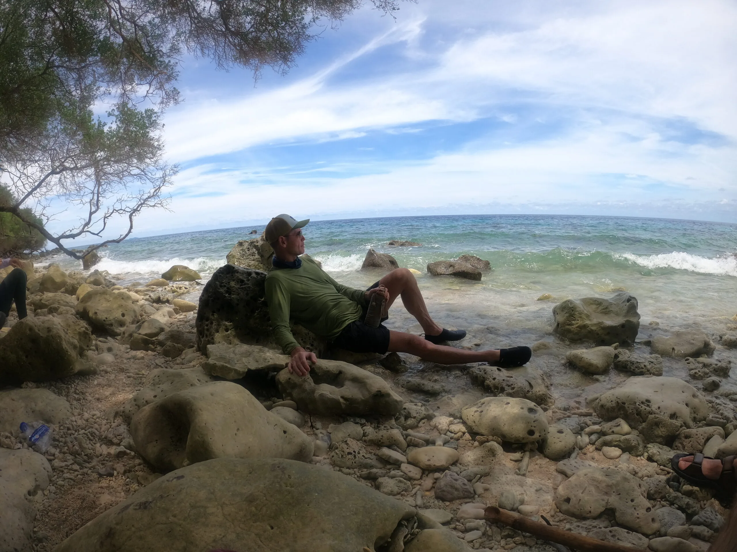 Man relaxing on beach Indonesia