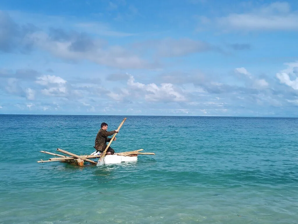 A raft building from island rubbish