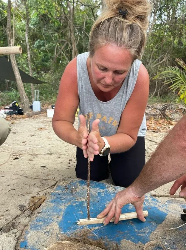 The beginning of fire making skills