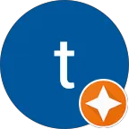 Travelstar Rewards icon. Blue circle with white "t" and orange star logo.
